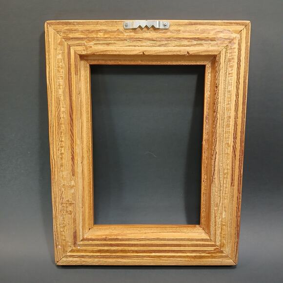 Vtg Picture Frame 9.5x7.5" Handmade Craftsman Wood Inlay Detail for 5x7 No Glass - Picture 2 of 9